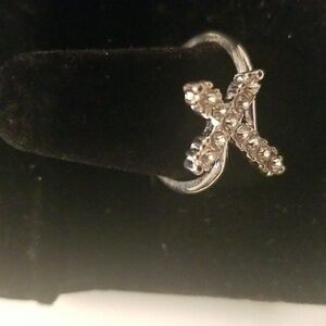 Women's 925 Sterling Silver Cross with Rhinestones Ring; Size 8; NWOT